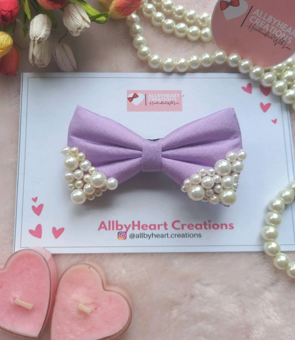 MINI PEARL BOW  - MAUVE