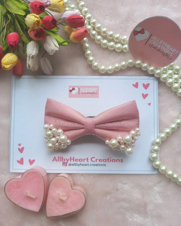 MINI PEARL BOW  - PINK