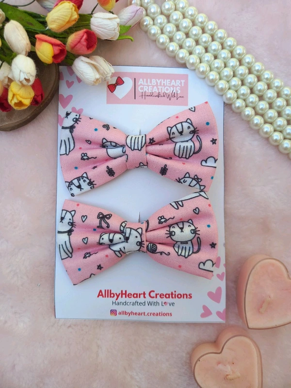 MINI BOW CLIP SET  - PINK, MELLOW KITTY