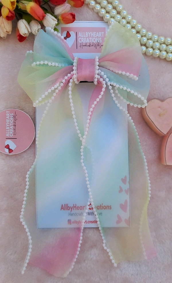 PEARL BEADED RIBBON BOW :  - UNICORN LOVE