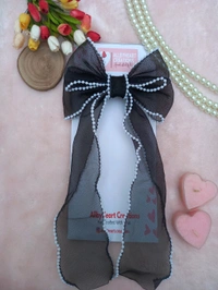 PEARL BEADED RIBBON BOW :  - BLACK BEAUTY