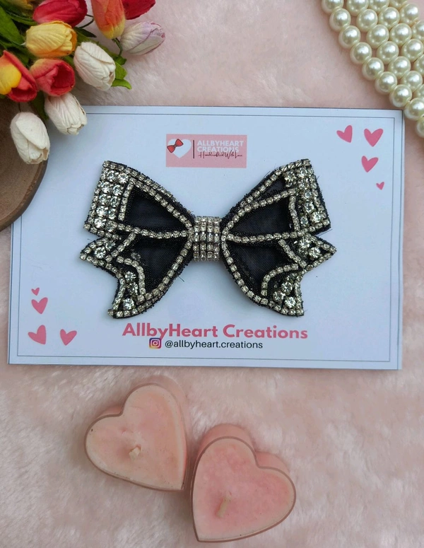 MIA : RHINSTONE LUXE BOW : - JET BLACK