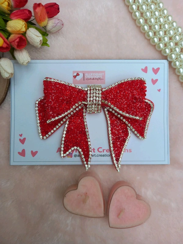 GEMINI : CRYSTAL LUXE BOW : - RUBY RED
