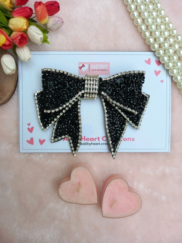 GEMINI : CRYSTAL LUXE BOW : - JET BLACK