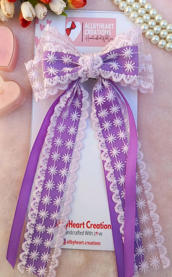STAR DUST LACE BOWS : - LIGHT PURPLE