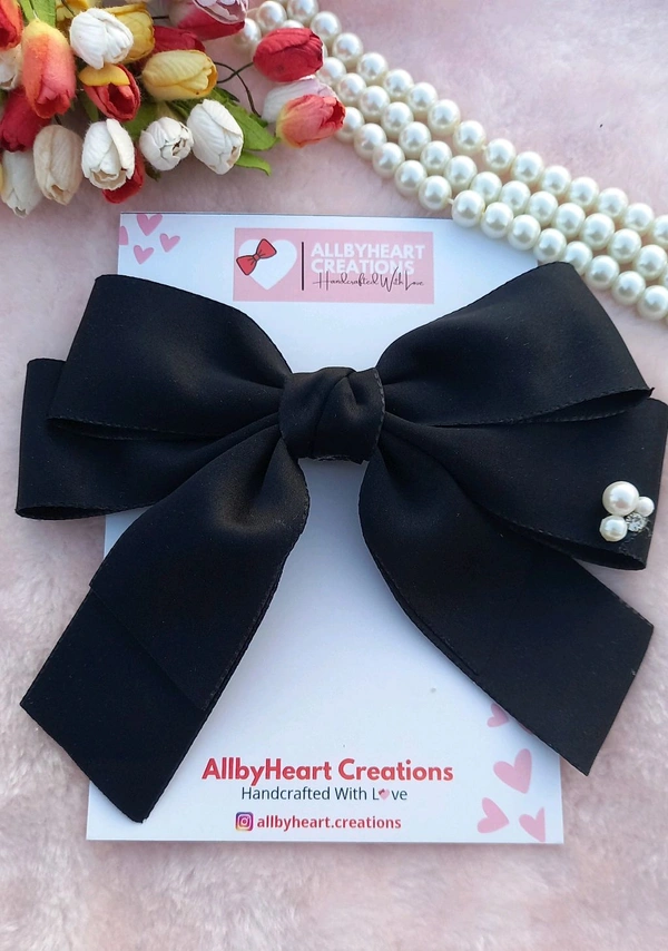 PARIS BEAUTY SATIN BOWS  - BLACK