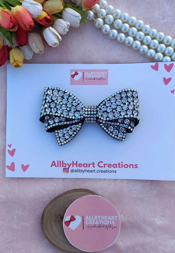ALINA : CRYSTAL LUXE BOW  - BLACK