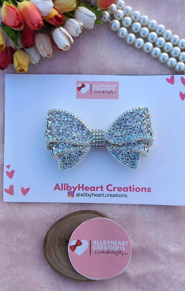 ALINA : CRYSTAL LUXE BOW  - WHITE