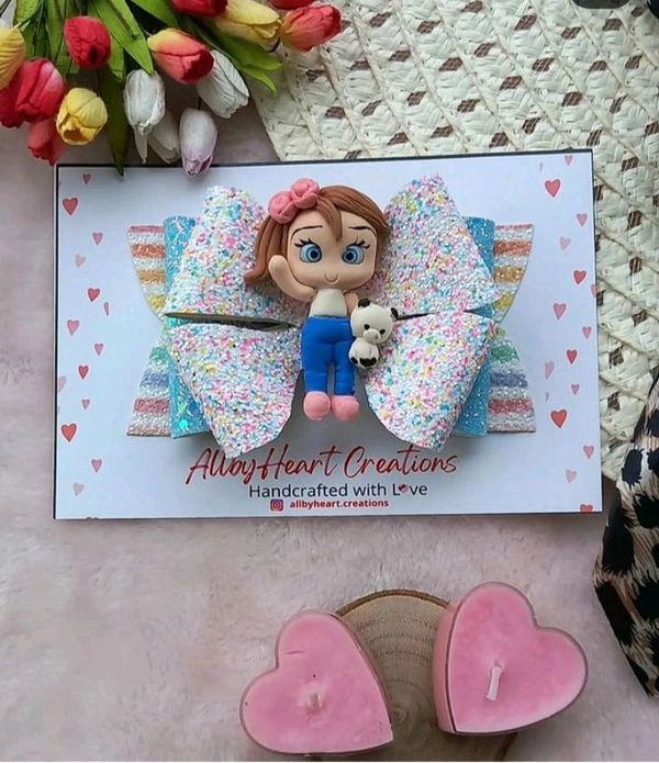 LUXE LEATHER BOWS WITH FIGURINE - PANDA GIRL