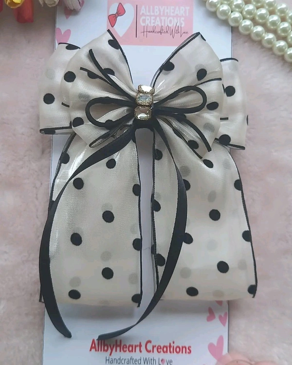 ORGANZA RIBBON BOW  - POLKA DOTS