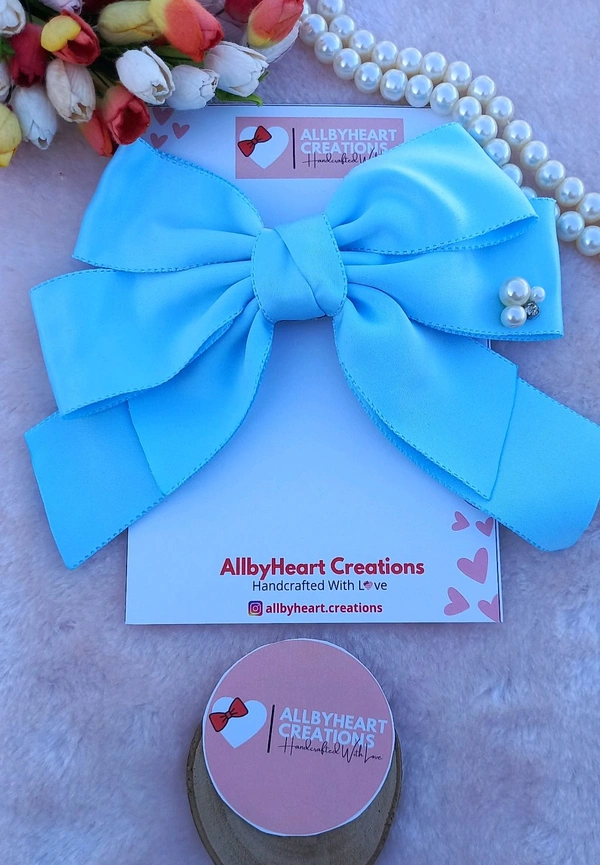 PARIS BEAUTY SATIN BOWS  - SKY BLUE