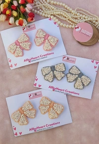 BEADED BUTTERFLY CLIPS  - Peach