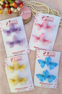 ELEGANZA  : ORGANZA BUTTERFLY CLIPS  - YELLOW