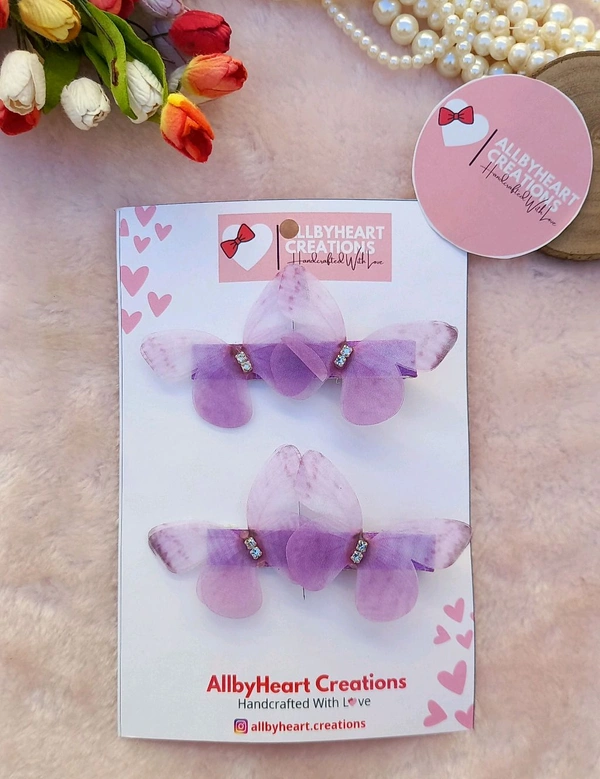 ELEGANZA  : ORGANZA BUTTERFLY CLIPS  - PURPLE 2