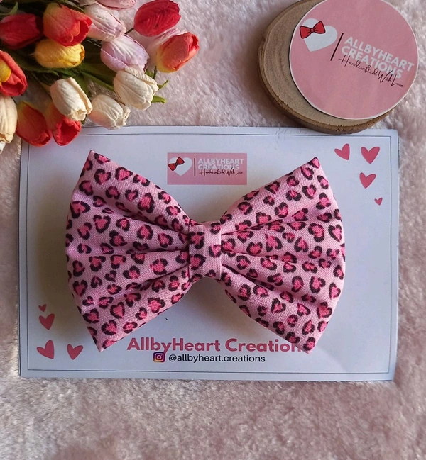 BASIC BOW - SHAPES & PATTERNS - PINK LEAPORD