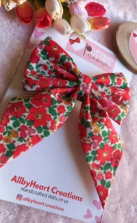 PIG TAIL BOWS - RED FLORA