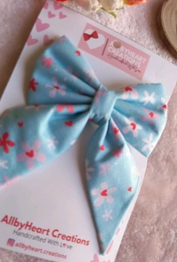 PIG TAIL BOWS - BLUE FLORA