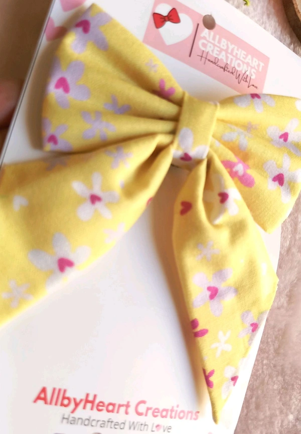 PIG TAIL BOWS - YELLOW FLORA