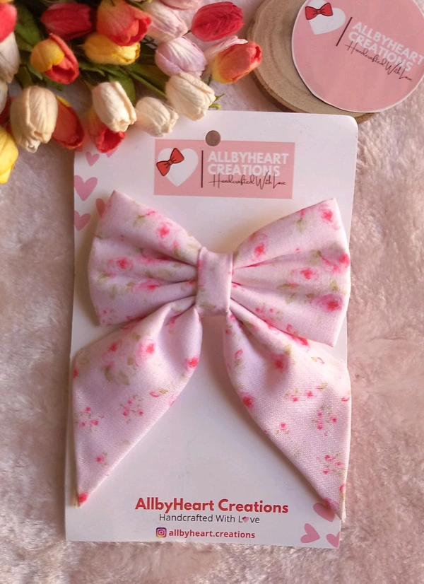 PIG TAIL BOWS - SOFT PINK