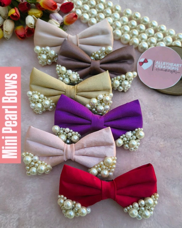 MINI PEARL BOW  - Purple