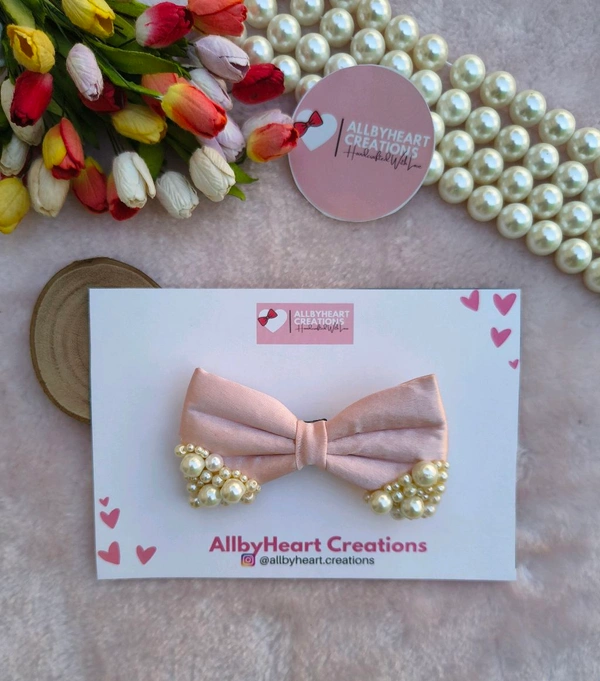 MINI PEARL BOW  - Lavender blush