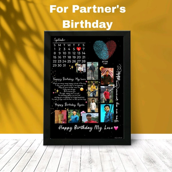 GiftHeart - Customized Photo Frame for Your Friend's Or Partner's Birthday And Anniversary, - Black, 20.5W X 28H Centimetres