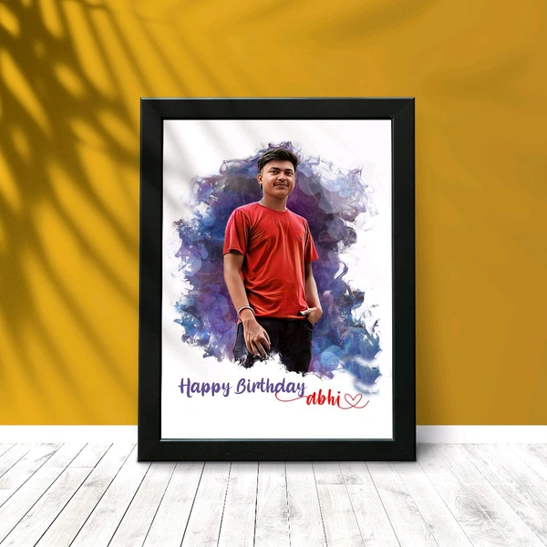 GiftHeart  Customised Digital Oil Painting With Frame Gift For - Anniversary | Birthday | Wife | Husband | Sister | Brother | Gift For SomeOne. - Black, 20.5W X 28H Centimetres