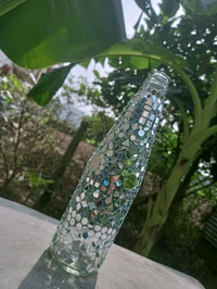GiftHeart Lippan art on glass bottle and hand work of mirror charms for home decoration