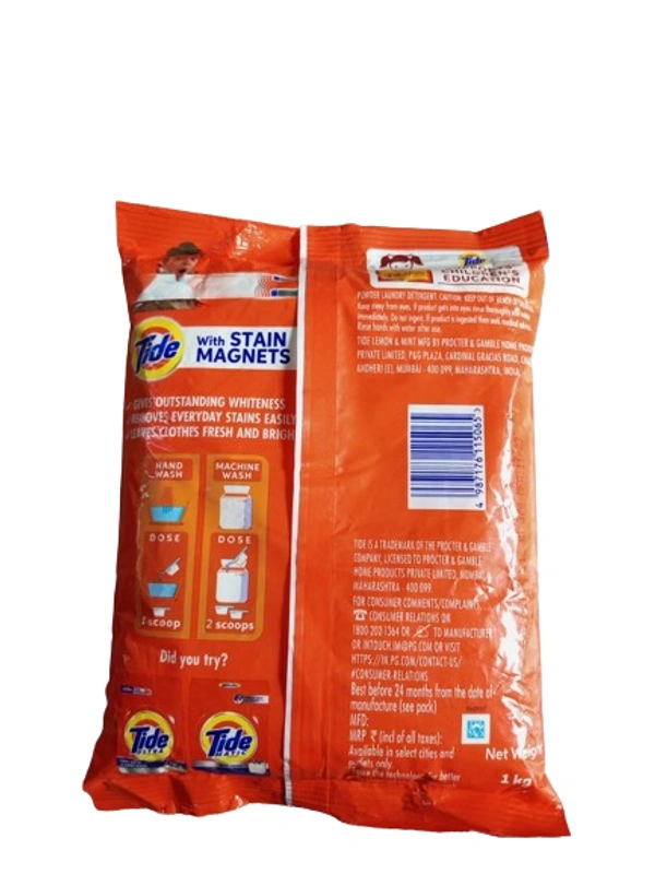Tide Double Power Lemon & Mint Washing Powder - 500gm
