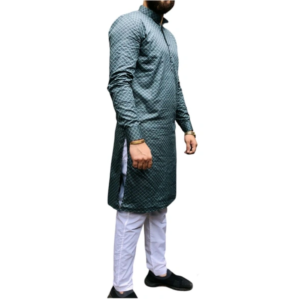 Shandaar Wears Men's Kurta Green Printed  - Pine Green, 42
