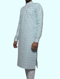 Shandaar Wears Men's Kurta Cotton Sky Blue Self  SW-39 - 36