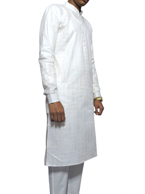 Shandaar Wears Men's Kurta Cotton White Self SW-33 - 42
