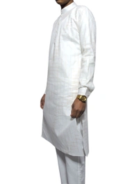 Shandaar Wears Men's Kurta Cotton White Self SW-33 - 42