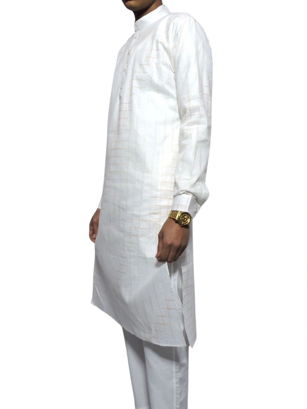 Shandaar Wears Men's Kurta Cotton White Self SW-33 - 42