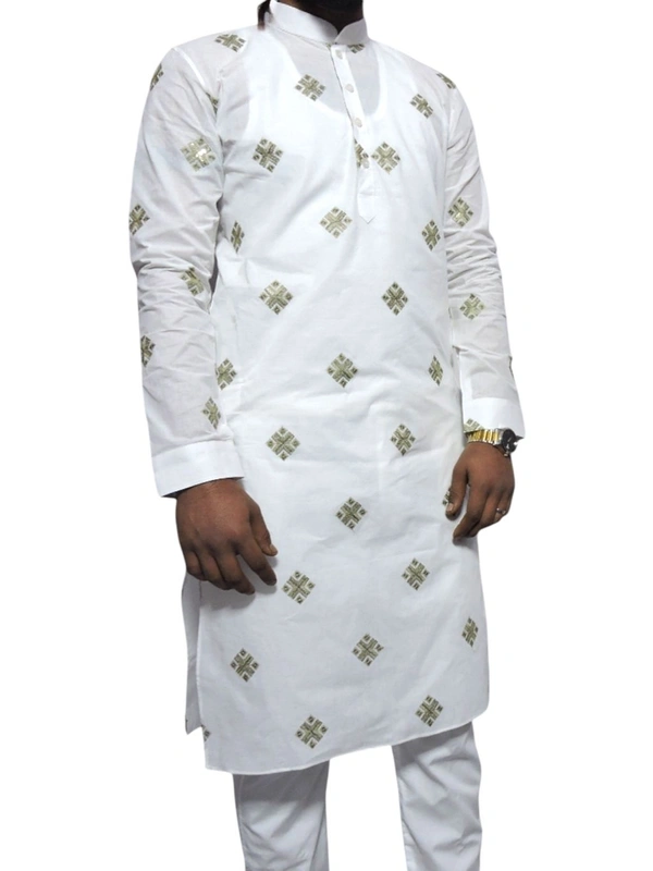 Shandaar Wears Men's Kurta White Embroidery SW-45 - 42
