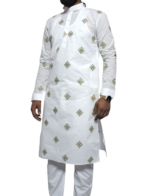 Shandaar Wears Men's Kurta White Embroidery SW-45 - 42