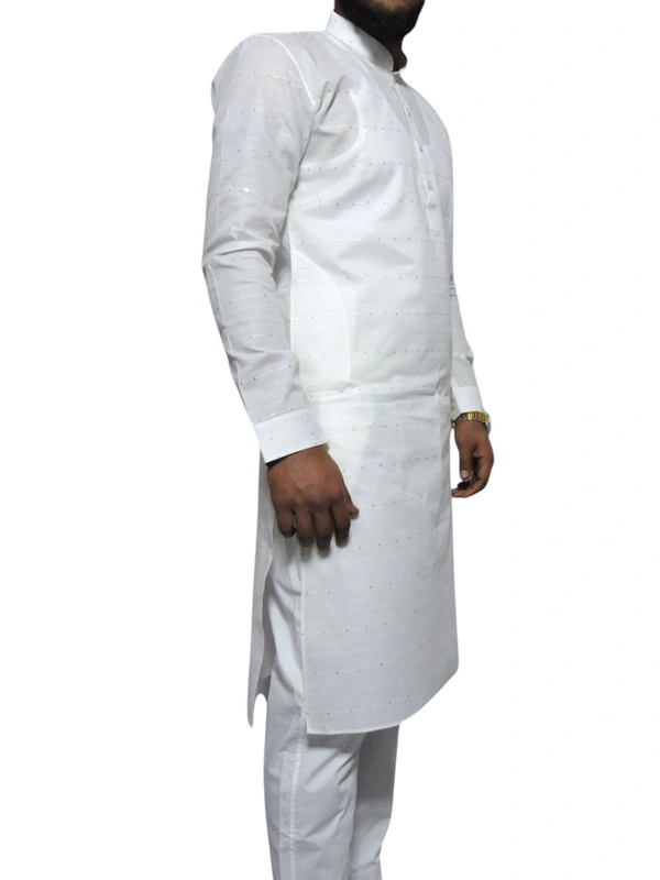 Shandaar Wears Men's Kurta White Sequence Embroid SW-44 - 36