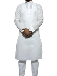 Shandaar Wears Men's Kurta White Sequence Embroid SW-44 - 36