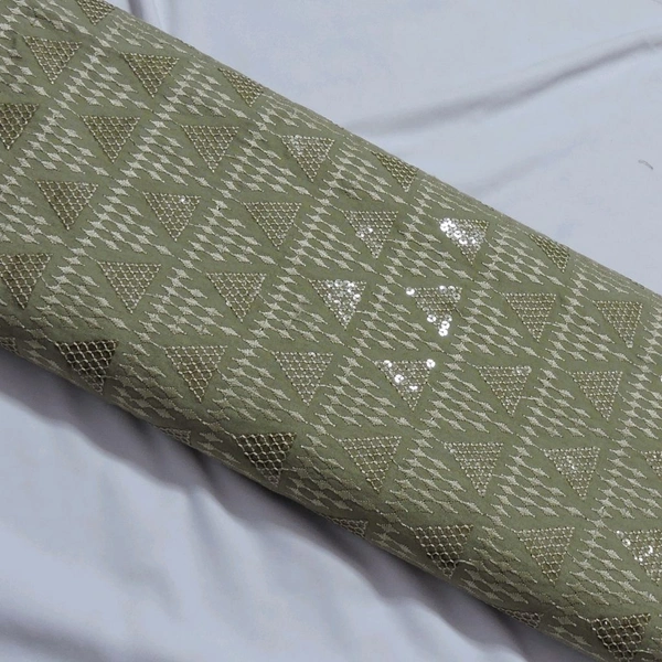 Shandaar Wears  Fabric Chikankari Sequence Friar Gray SW-52 - 1 Meter