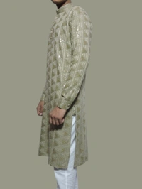 Shandaar Wears  Fabric Chikankari Sequence Friar Gray SW-52 - 1 Meter