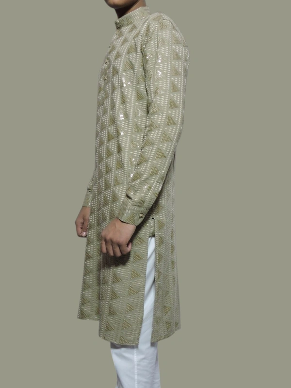 Shandaar Wears  Fabric Chikankari Sequence Friar Gray SW-52 - 1 Meter