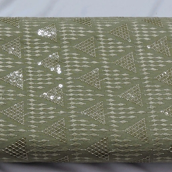 Shandaar Wears  Fabric Chikankari Sequence Friar Gray SW-52 - 1 Meter