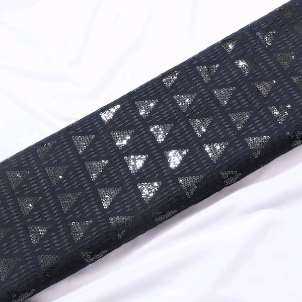 Shandaar Wears  Fabric Chikankari Sequence Navy Blue SW-53 - 1 Meter