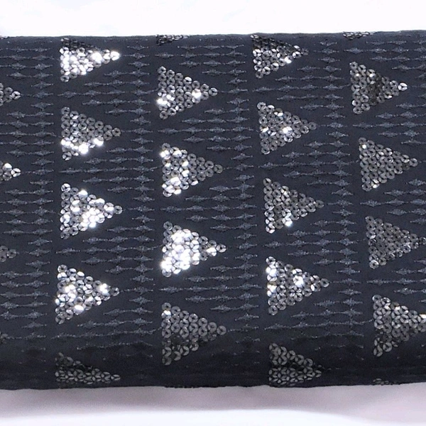 Shandaar Wears  Fabric Chikankari Sequence Navy Blue SW-53 - 0.25 Meter