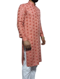 Shandaar Wears  Fabric Chikankari Sequence Your Pink SW-54 - 1 Meter