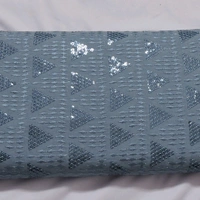 Shandaar Wears  Fabric Chikankari Sequence Gull Gray SW-55 - 0.25 Meter