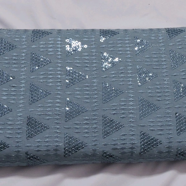 Shandaar Wears  Fabric Chikankari Sequence Gull Gray SW-55 - 0.25 Meter