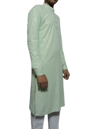 Shandaar Wears  Fabric Chikankari Sequence pale leaf SW-56 - 1 Meter