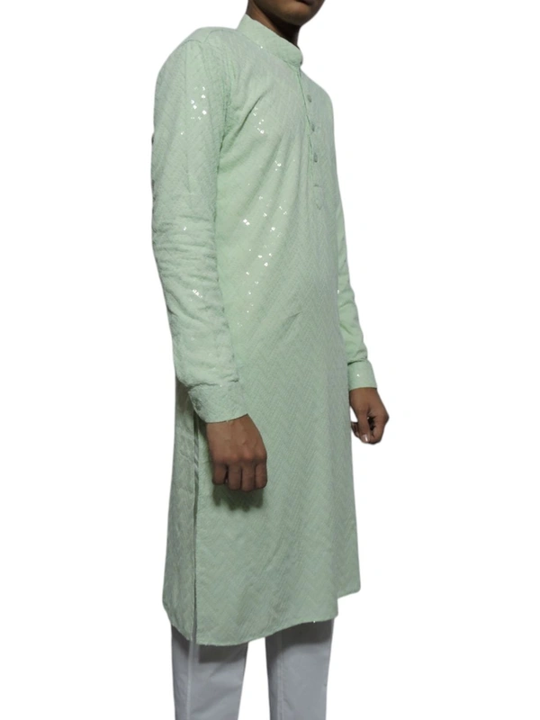 Shandaar Wears  Fabric Chikankari Sequence pale leaf SW-56 - 1 Meter