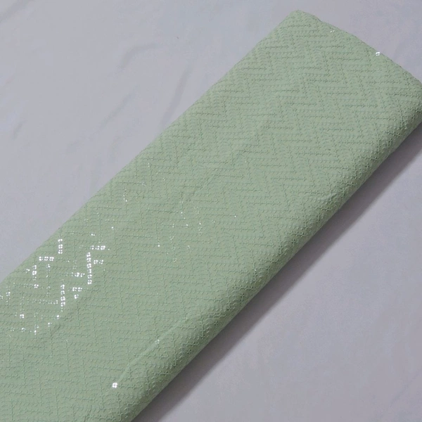 Shandaar Wears  Fabric Chikankari Sequence pale leaf SW-56 - 0.25 Meter